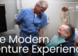 Patient laughing with doctor
